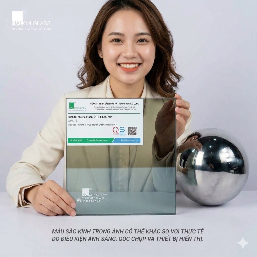 Kính PQ xanh lá nhạt - French Green Reflective M14.